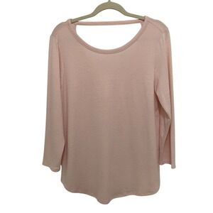 LOFT Long‎ Sleeve Top Womens M Pink Cutout Back Lightweight Knit Balletcore